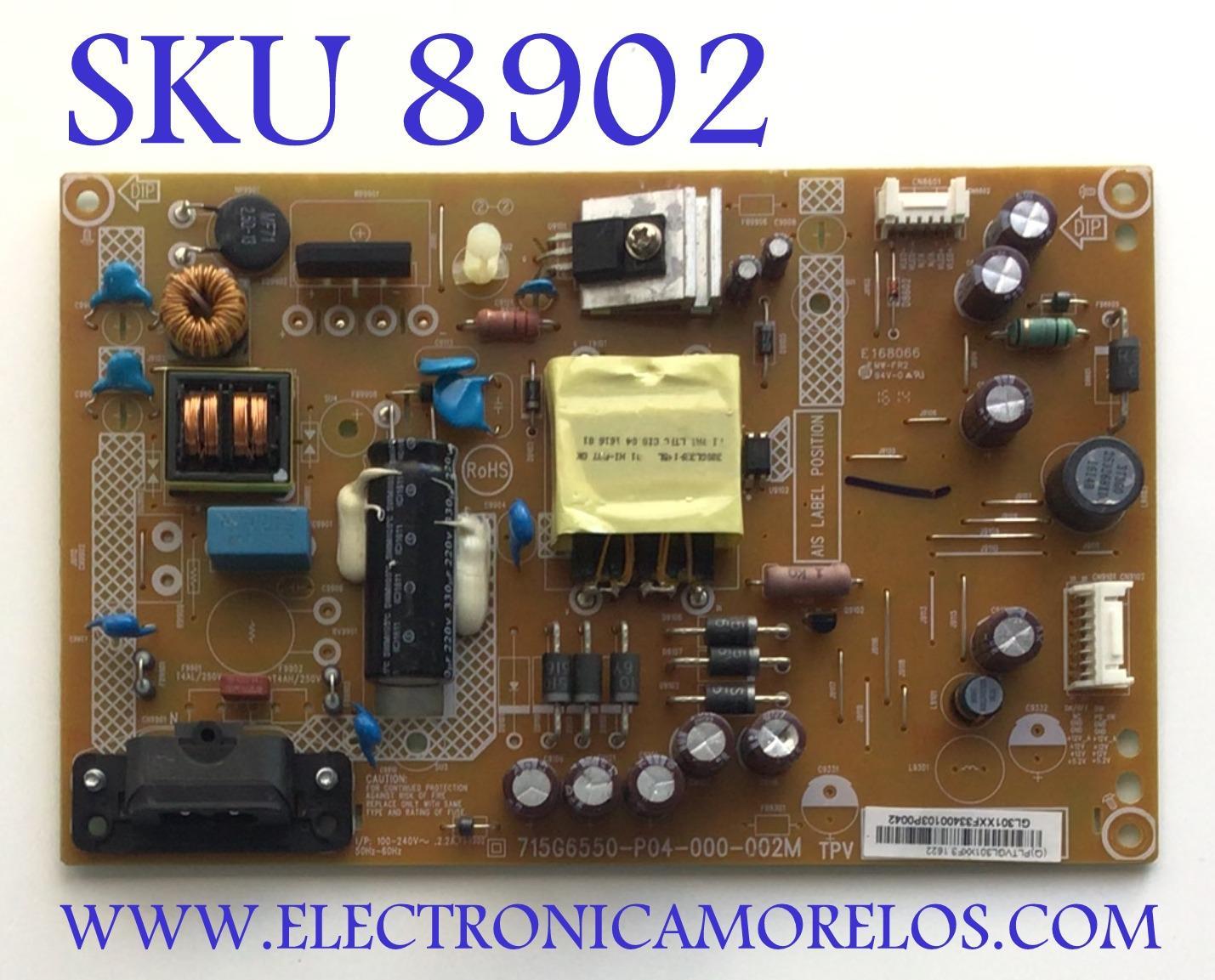 FUENTE PARA TV VIZIO / NUMERO DE PARTE PLTVGL301XXF3 / 715G6550-P04-000-002M / MODELO D32H-D1